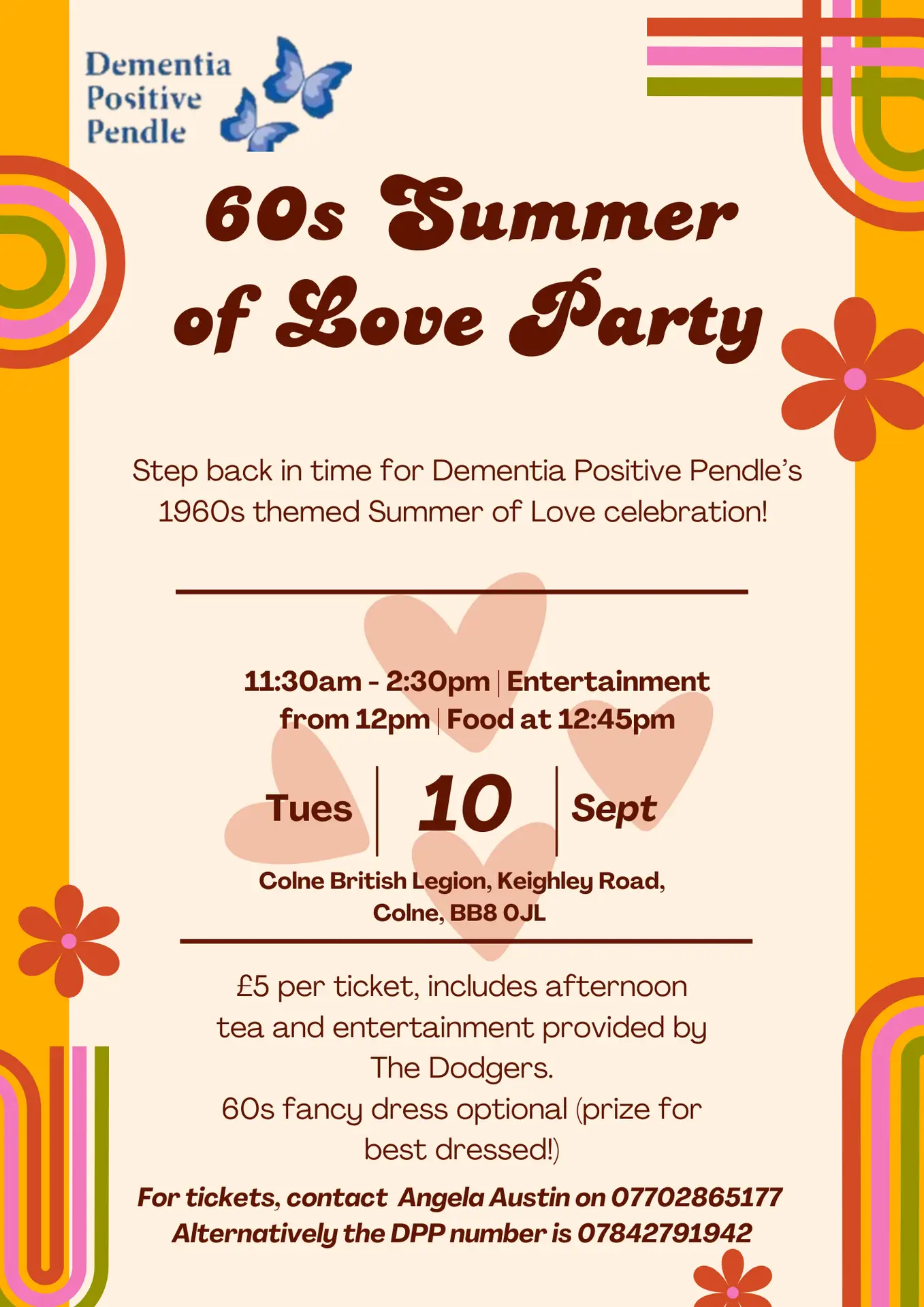 Summer of Love fund raiser flyer poster - Dementia Positive Pendle